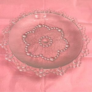 EUC Vtg Masserini Barocca Bubble and Textured Glass Dish Flower Shape on Bottom